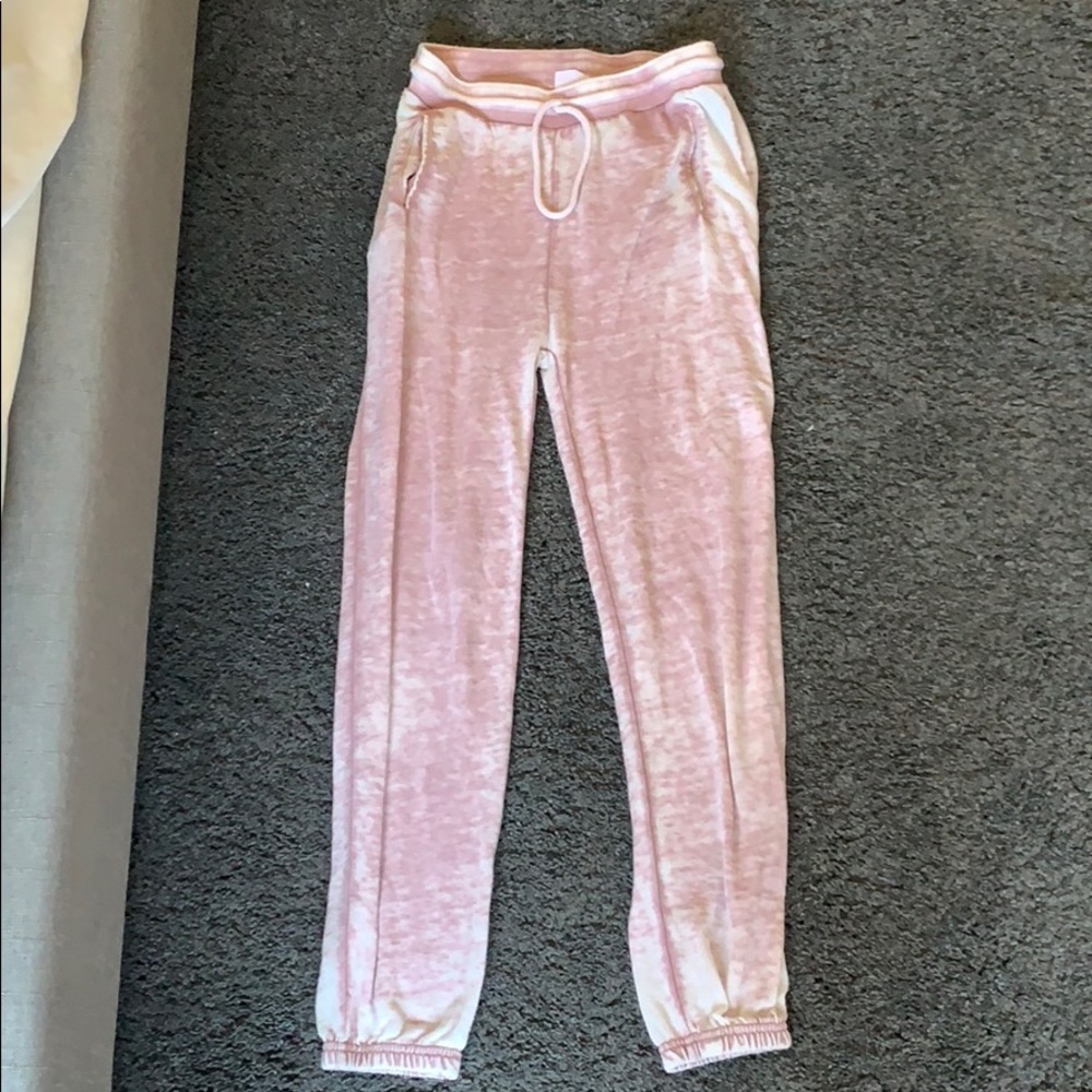 Distressed pink joggers